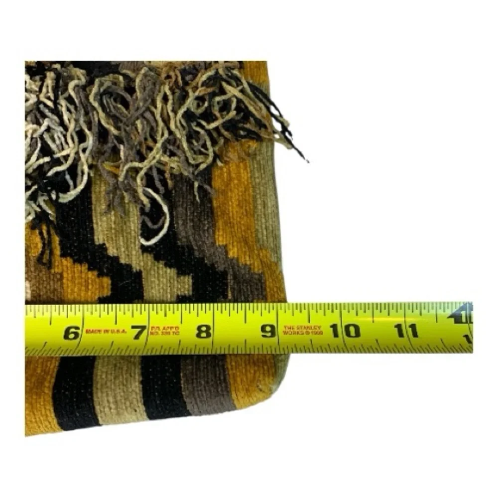 Striped Woven Knit‎ Boho Crossbody Bag Gold Black Tan Shades Fringe Aztec Hippie